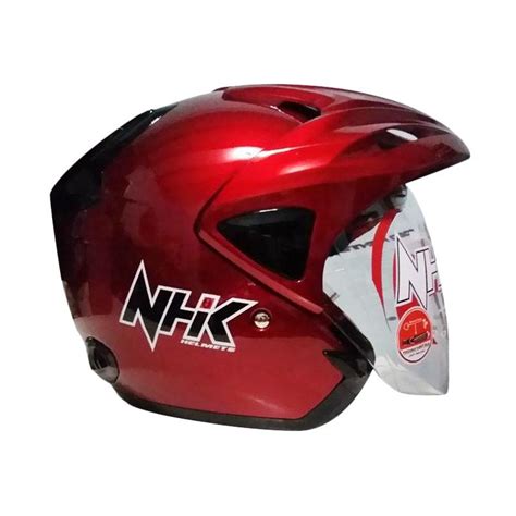 Jual NHK Predator Double Visor Helm Half Face - Red Maroon - XXL Red ...