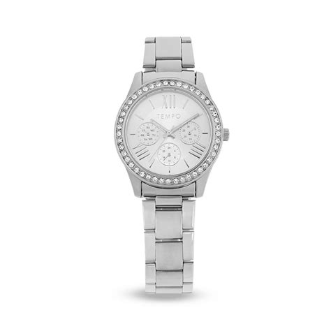 Tempo Ladies Silver Tone Multi-Dial Detail Watch