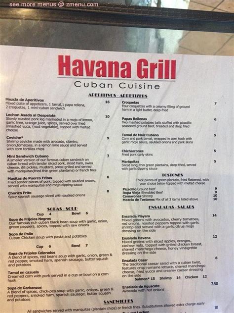 Online Menu of Havana Grill Cuban Cuisine & Bakery Restaurant, Las ...