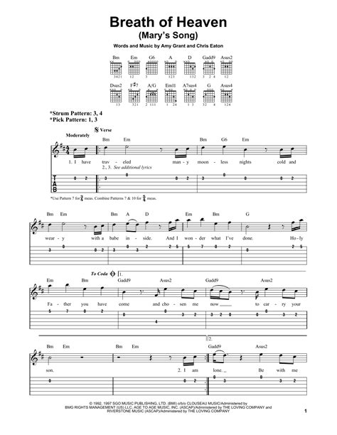 Breath Of Heaven (Mary's Song) by Amy Grant - Easy Guitar Tab - Guitar ...