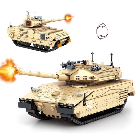 Buy NEWABWN 2 in 1 Army Tank Toy Building Set, The Merkava MK4 - Main ...