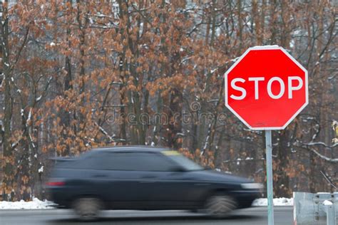 Stop Sign with Traffic Cars Stock Image - Image of sign, cars: 47739447