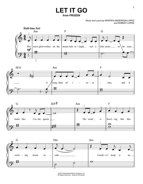 Let It Go (from Frozen) sheet music by Idina Menzel (Easy Piano – 159129)