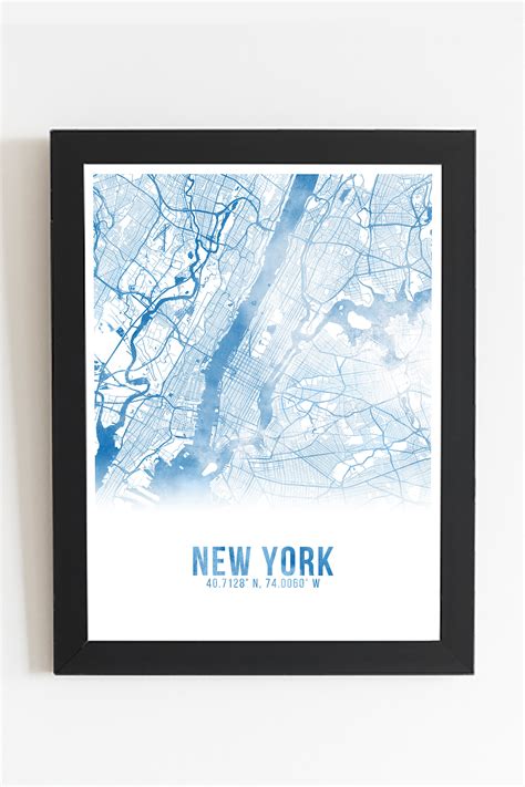 New York Watercolor City Map Poster (2087415)