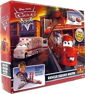 Disney Pixar Cars Toon "Rescue Squad Mater" Stunt Set: Amazon.co.uk ...