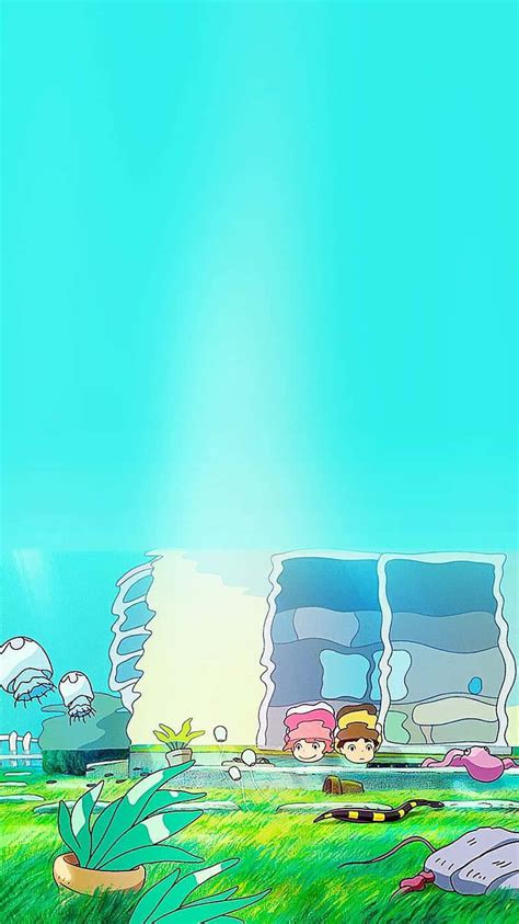 Download Ponyo And Sosuke Studio Ghibli Phone Wallpaper | Wallpapers.com