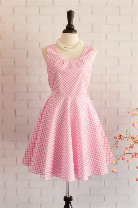 Plaid Dress Plaid Sundress Pink Dress Pink Bow Dress Party Dress Pink ...