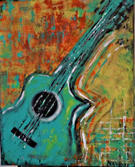 Guitar original painting abstract art music wall art large guitar ...