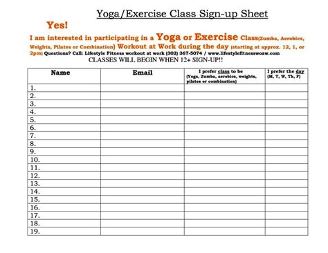 Class Sign Up Sheet Template - SampleTemplatess - SampleTemplatess