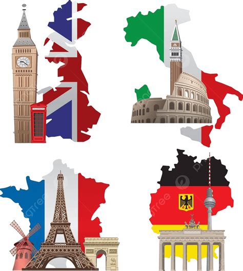 Europe Landmarks And Maps Illustration Landmarks Tourism Vector ...