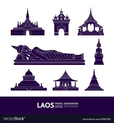 Laos travel destination Royalty Free Vector Image