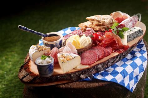 Bavarian Gourmet Meat and Cheese Platter Stock Photo - Image of meat ...