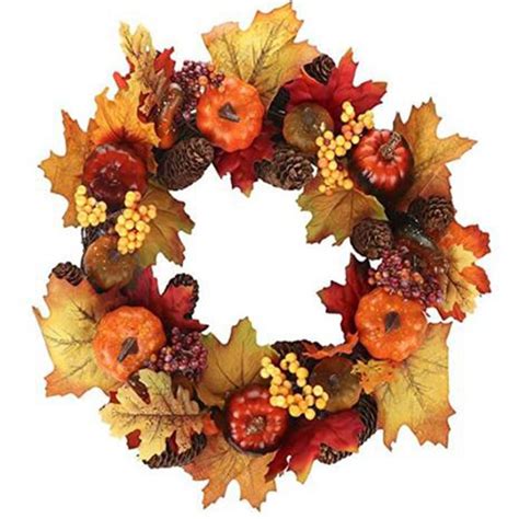 Thanksgiving Wreath for Lighted Fall Harvest Wreath with Maple Leaf-buy ...