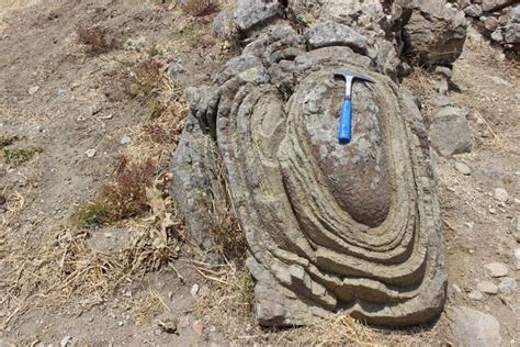 Spheroidal weathering that occurs in Basalt outcrop near Bergama ...