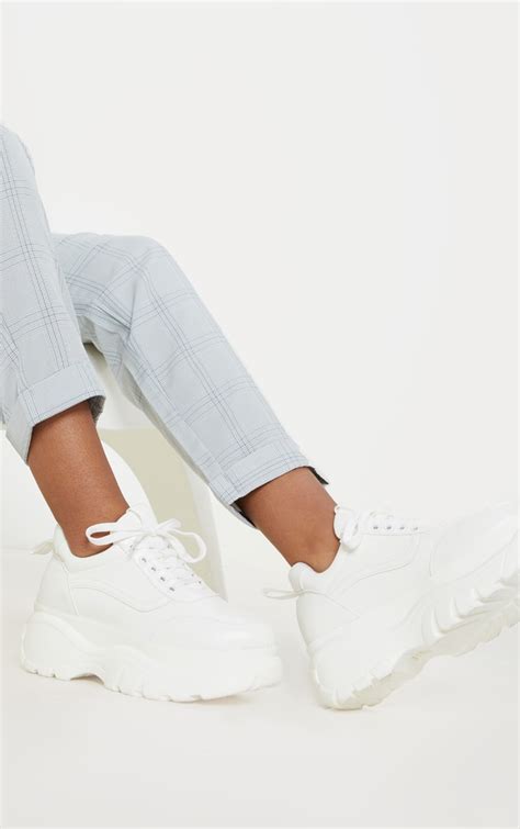 White Chunky Platform Sneakers | Shoes | PrettyLittleThing USA