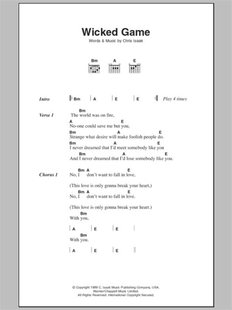 Wicked Game by Chris Isaak - Guitar Chords/Lyrics - Guitar Instructor