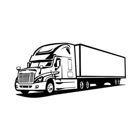 Premium Vector | Semi truck 18 wheeler silhouette side view vector isolated