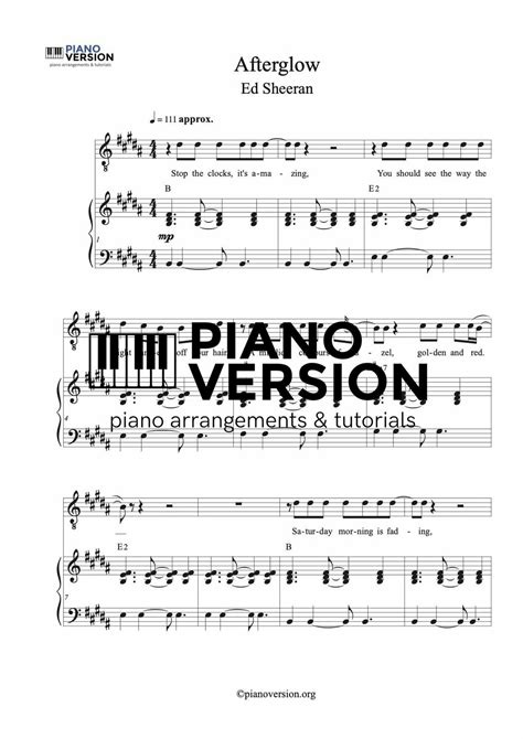 AFTERGLOW by Ed Sheeran - Piano Sheet Music