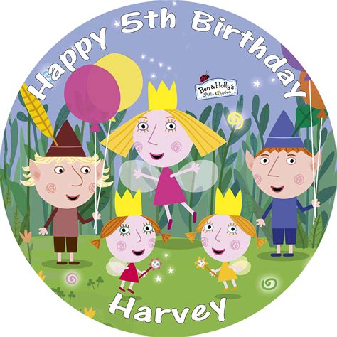 BEN AND HOLLY EDIBLE ROUND PRINTED BIRTHDAY CAKE TOPPER DECORATION