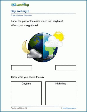 day and night worksheet - support worksheet