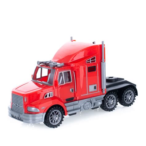 Semi Truck Bright Fire Brick Red 9 x 4 Acrylic Friction Powered Toy ...