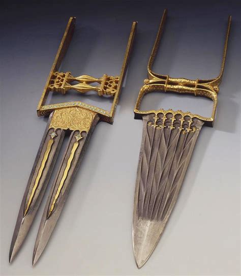 Indian katar dagger, late 18th century, damask steel, gold, bronze and ...