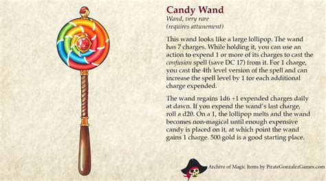 Candy Wand | Wands, Dnd 5e homebrew, Dungeons and dragons 5