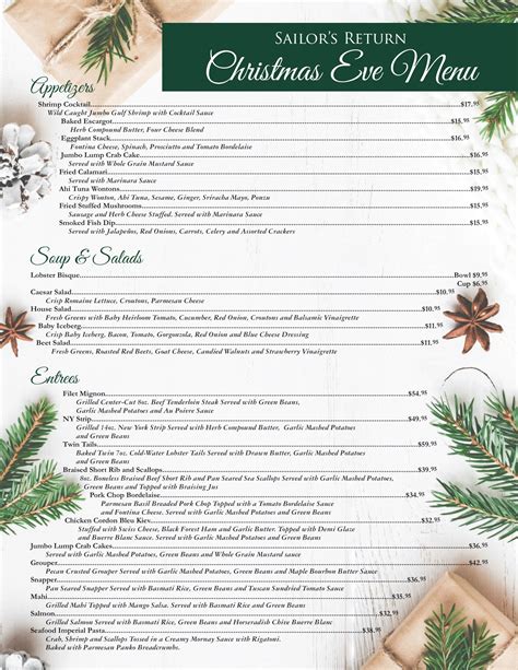 Christmas Eve Menu - Book your reservations today! (772) 872-7250