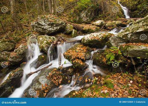 Fall Colors, Waterfall Cascade, Skyline Drive Stock Photo - Image of ...