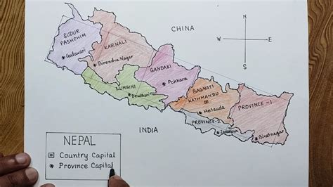 Easy way to draw Map of Nepal step by step/ Nepal map drawing easily ...