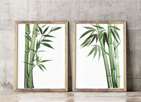 Bamboo Art Print Set of 2 Zen Decor Zen Wall Art Botanical | Etsy