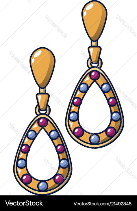 Gemstone earrings icon cartoon style Royalty Free Vector