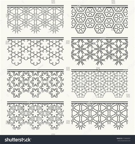 Black White Geometric Line Borders Seamless Stock Vector (Royalty Free ...