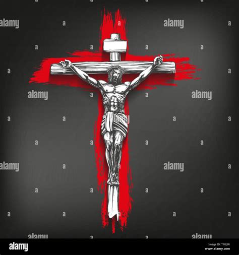 Jesus Christ, the Son of God, crucified on a wooden cross, symbol of ...