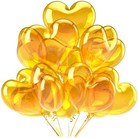 L'anniversaire Monte En Ballon Le Jaune En Forme De Coeur Illustration ...