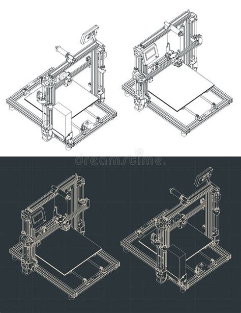 3D printer blueprints stock vector. Illustration of research - 229173049