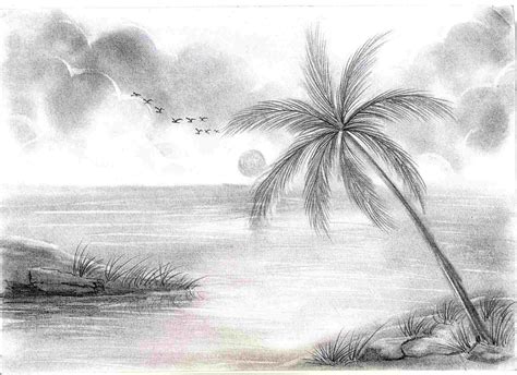 Sunset Drawings In Pencil at PaintingValley.com | Explore collection of ...