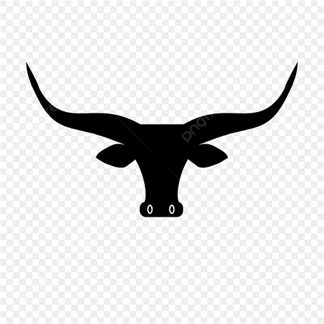 Bull Horns Silhouette Vector PNG, Bull Head Long Horn Bull Clip Art ...