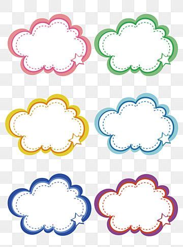 Cartoon Hand Drawn Speech Bubble Colorful Cloud Texture Border, Cartoon ...