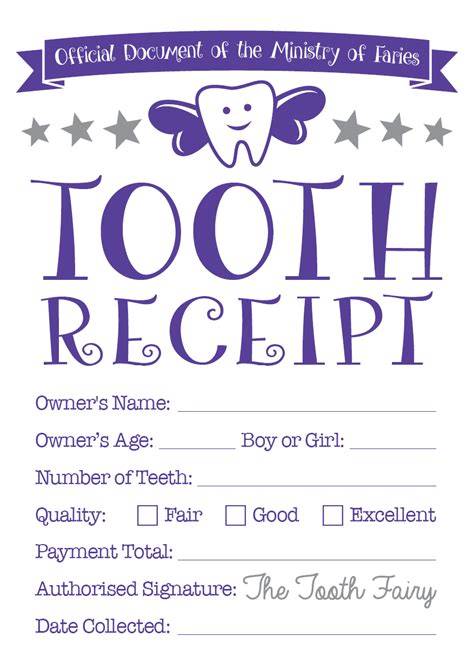 Tooth Fairy Certificate & Tooth Receipt Free Printables