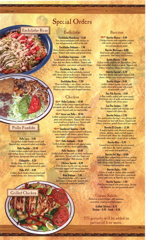 Casa Grande Menu