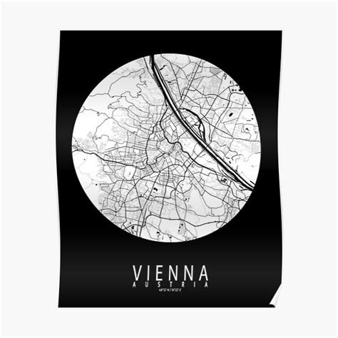 "Vienna City Map of Austria - Black Circle" Poster for Sale by deMAP ...