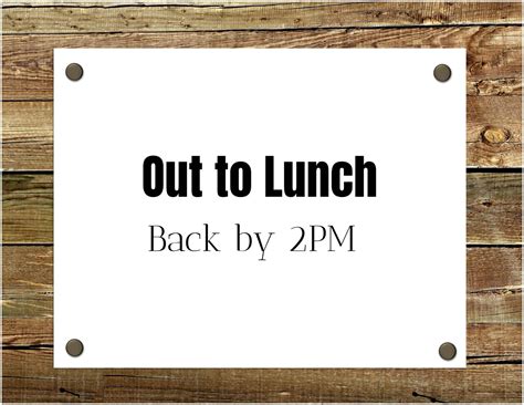 Printable Out To Lunch Sign