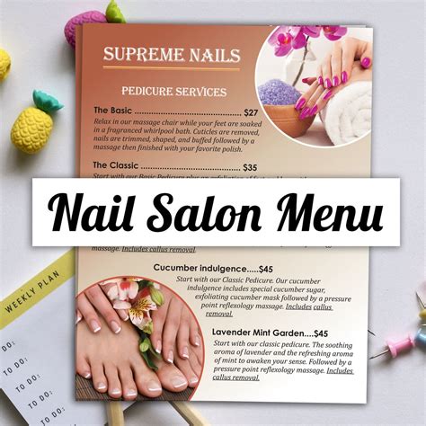 2-page Pedicure Menu for Nail Salon DESIGN ONLY - Etsy