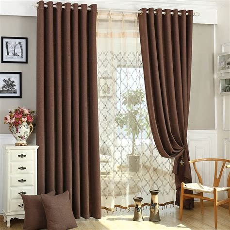 Solid Brown Curtains Grommet Top Drapes for Bedroom Set of 2 Panels ...