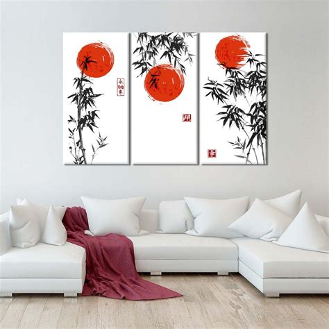 Japanese Bamboo Multi Panel Canvas Wall Art | Japanese wall decor ...