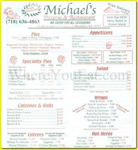 Michael's Restaurant and Pizzeria Restaurant in Brooklyn / Menus & Photos