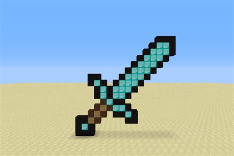 minecraft diamond sword pixel art grid pointing bottem left Minecraft ...