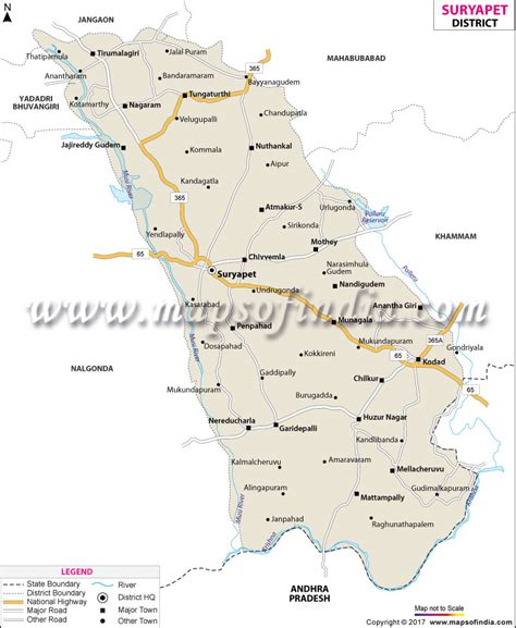 Suryapet District Map, Telangana