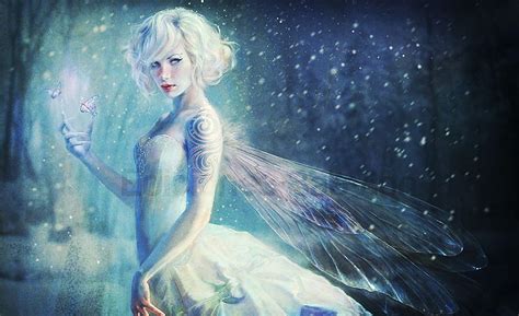 Snow Fairy, art, wings, girl, snowflakes, digital, HD wallpaper | Peakpx